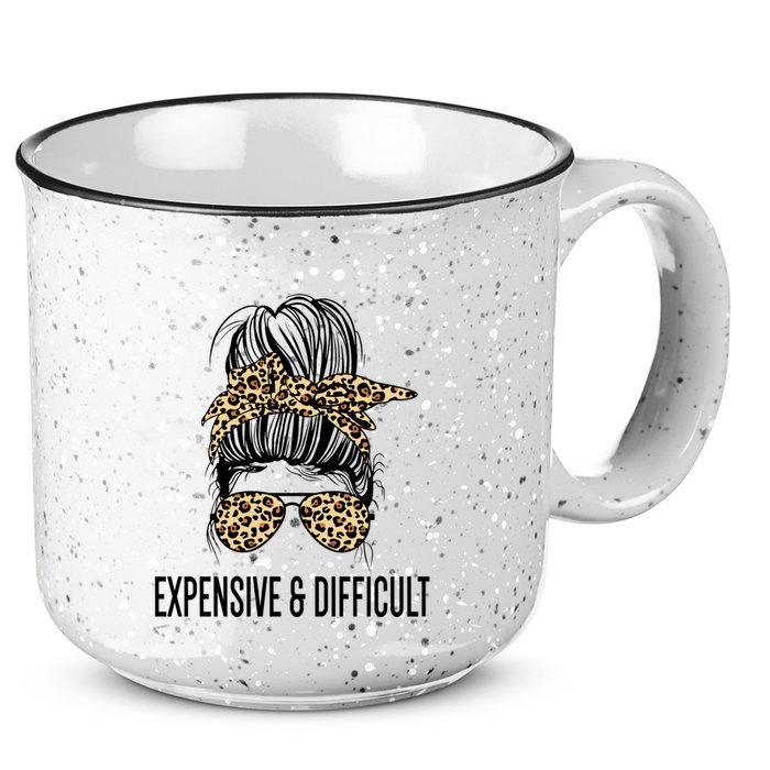 Expensive And Difficult Funny Bougie Bougee Messy Bun Cool Gift 15oz Campfire Ceramic Mug