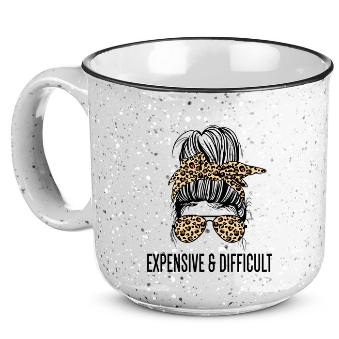 Expensive And Difficult Funny Bougie Bougee Messy Bun Cool Gift 15oz Campfire Ceramic Mug