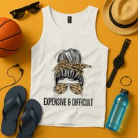 Expensive And Difficult Funny Bougie Bougee Messy Bun Cool Gift Tank Top