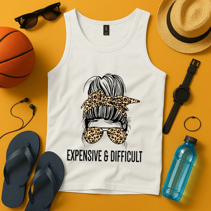 Expensive And Difficult Funny Bougie Bougee Messy Bun Cool Gift Tank Top