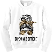 Expensive And Difficult Funny Bougie Bougee Messy Bun Cool Gift Kids Sweatshirt