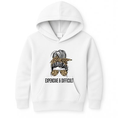 Expensive And Difficult Funny Bougie Bougee Messy Bun Cool Gift Kids Hoodie