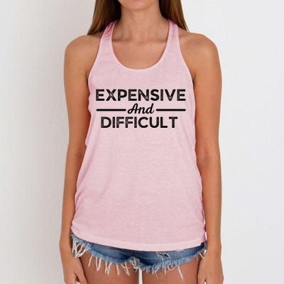 Expensive And Difficult Funny Mom Life Women's Knotted Racerback Tank