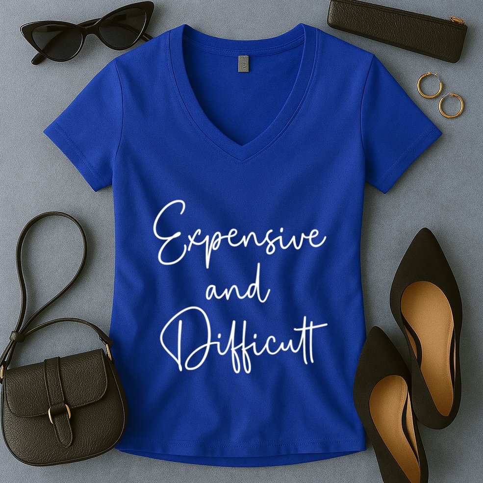 Expensive And Difficult Funny Bougie Bougee Gift Women's V-Neck T-Shirt