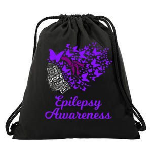 Epilepsy Awareness Day Epilepsy Butterfly Drawstring Bag