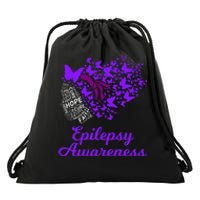 Epilepsy Awareness Day Epilepsy Butterfly Drawstring Bag