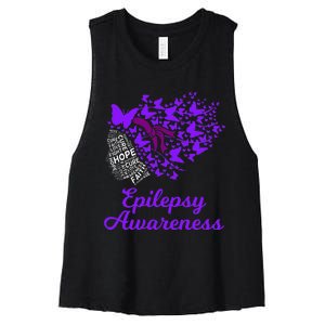 Epilepsy Awareness Day Epilepsy Butterfly Women's Racerback Cropped Tank