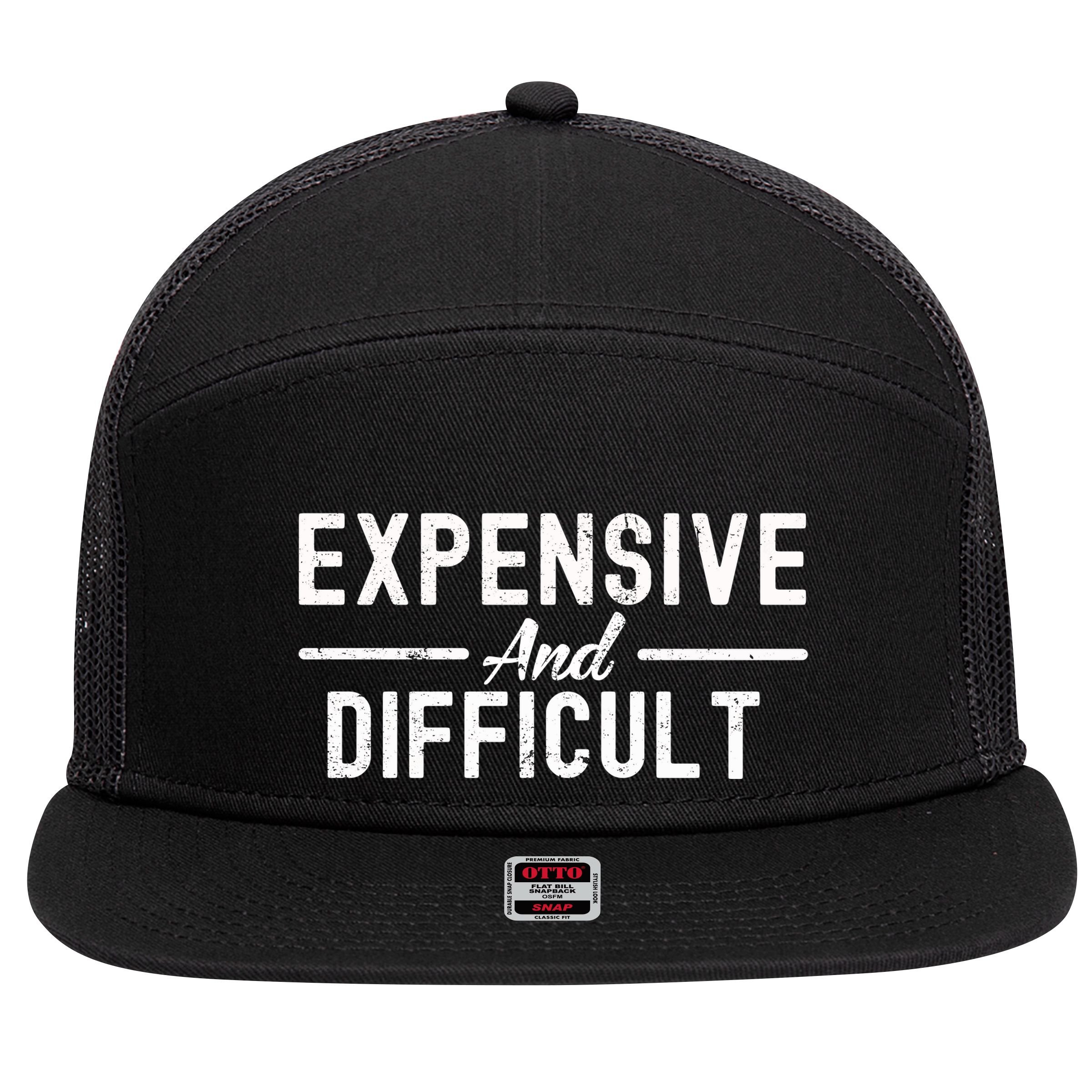 Expensive And Difficult Funny Mom Life 7 Panel Mesh Trucker Snapback Hat