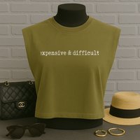 Expensive And Difficult Funny Bougie Bougee Garment-Dyed Women's Muscle Tee
