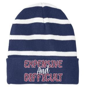 Expensive And Difficult Funny Mom Life For Bougie Women Striped Beanie with Solid Band