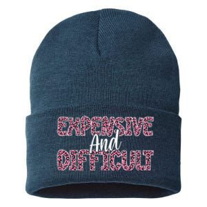 Expensive And Difficult Funny Mom Life For Bougie Women Sustainable Knit Beanie