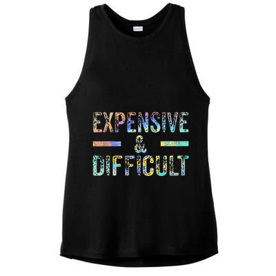 Expensive and Difficult Funny Bougie Bougee Vintage TieDye Ladies PosiCharge Tri-Blend Wicking Tank