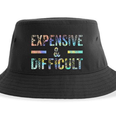 Expensive and Difficult Funny Bougie Bougee Vintage TieDye Sustainable Bucket Hat
