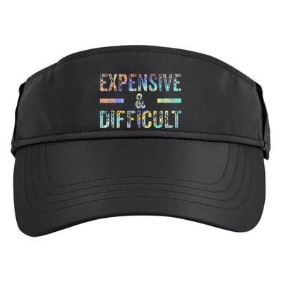 Expensive and Difficult Funny Bougie Bougee Vintage TieDye Adult Drive Performance Visor