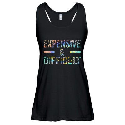 Expensive and Difficult Funny Bougie Bougee Vintage TieDye Ladies Essential Flowy Tank
