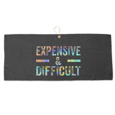 Expensive and Difficult Funny Bougie Bougee Vintage TieDye Large Microfiber Waffle Golf Towel