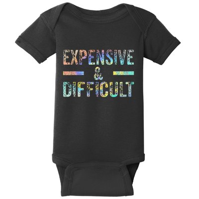 Expensive and Difficult Funny Bougie Bougee Vintage TieDye Baby Bodysuit