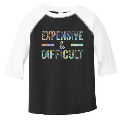 Expensive and Difficult Funny Bougie Bougee Vintage TieDye Toddler Fine Jersey T-Shirt