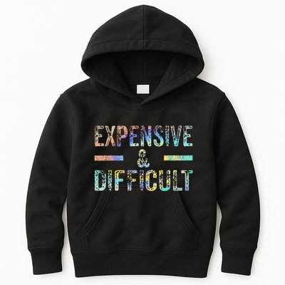 Expensive and Difficult Funny Bougie Bougee Vintage TieDye Kids Hoodie