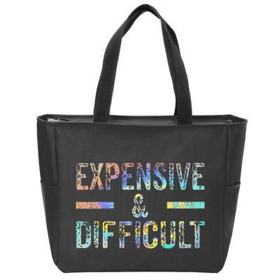 Expensive and Difficult Funny Bougie Bougee Vintage TieDye Zip Tote Bag