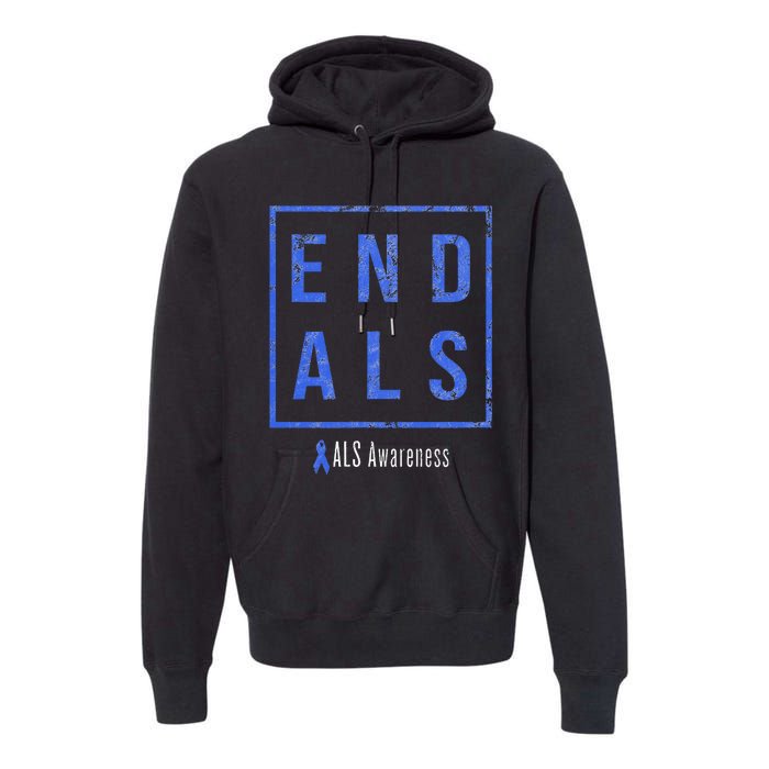 End Als Distressed Als Awareness Premium Hoodie