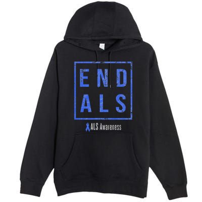 End Als Distressed Als Awareness Premium Pullover Hoodie