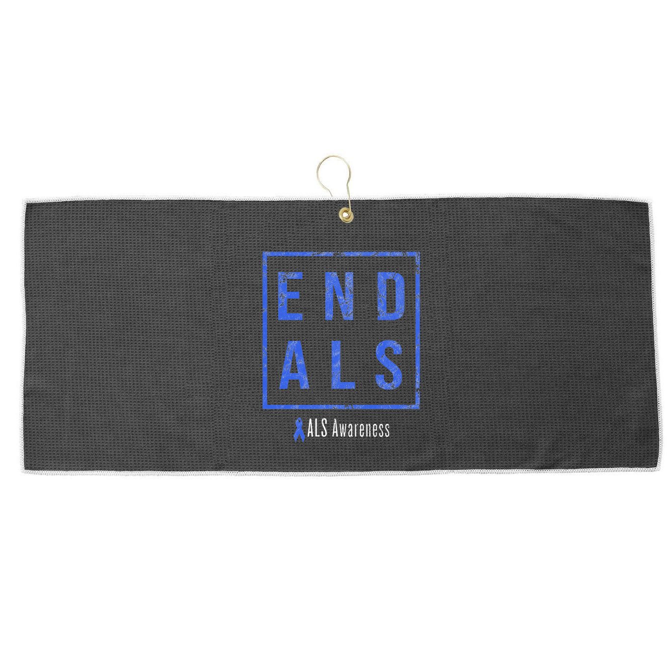 End Als Distressed Als Awareness Large Microfiber Waffle Golf Towel