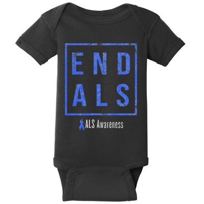 End Als Distressed Als Awareness Baby Bodysuit