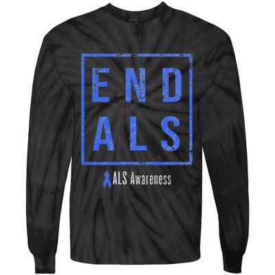 End Als Distressed Als Awareness Tie-Dye Long Sleeve Shirt