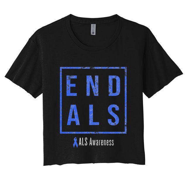 End Als Distressed Als Awareness Women's Crop Top Tee