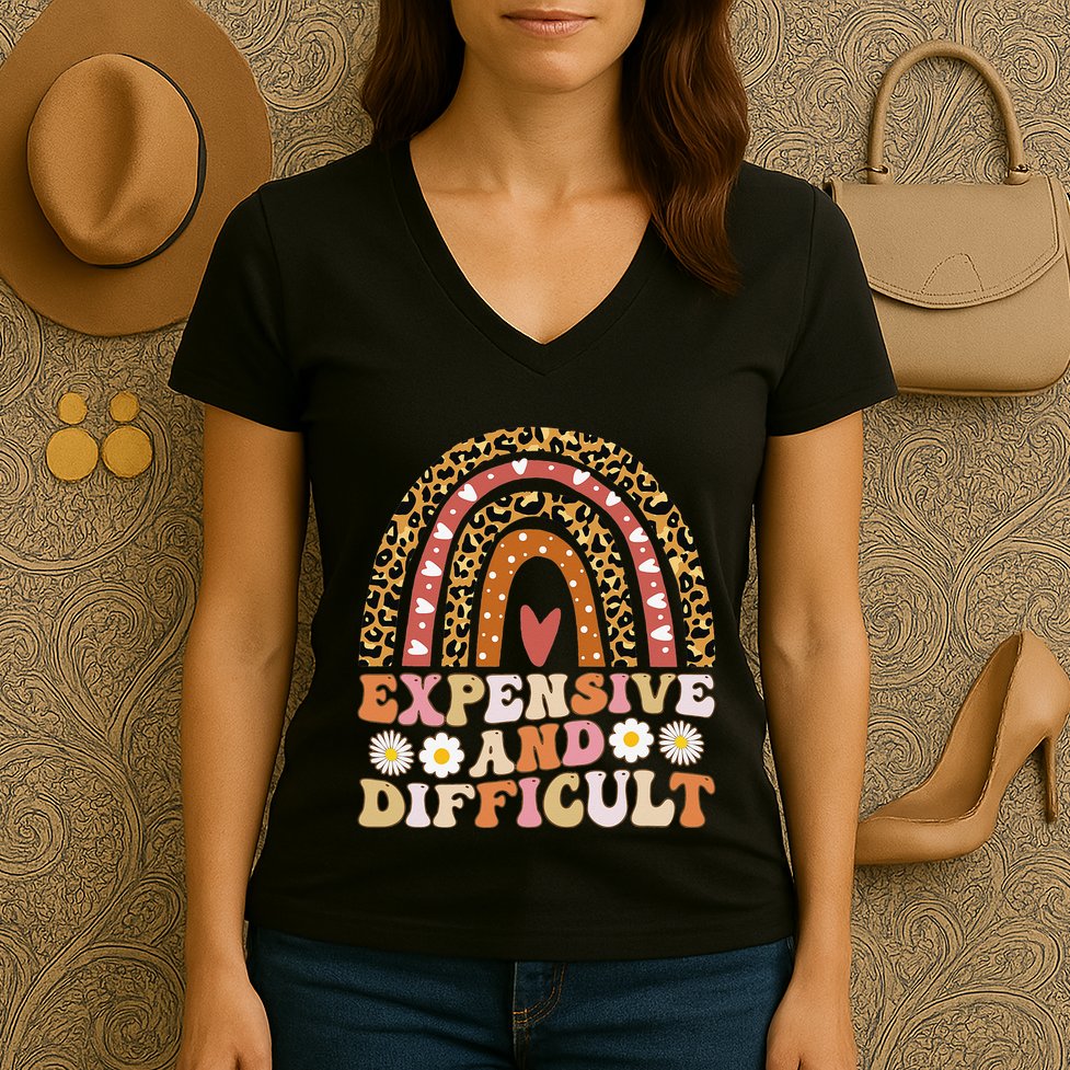 Expensive And Difficult Funny Mom Life For Bougie Women's V-Neck T-Shirt