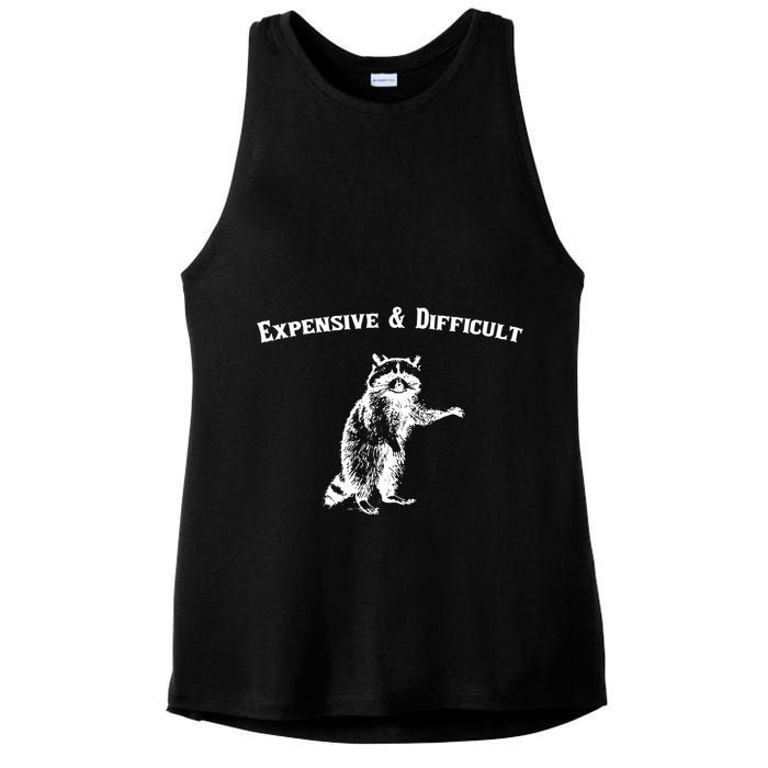 Expensive And Difficult Retro Funny Raccoon Ladies PosiCharge Tri-Blend Wicking Tank