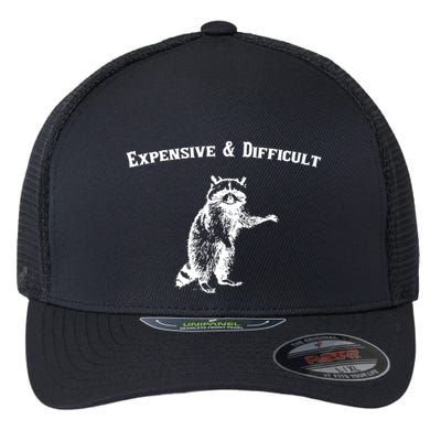 Expensive And Difficult Retro Funny Raccoon Flexfit Unipanel Trucker Cap