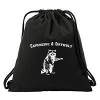 Expensive And Difficult Retro Funny Raccoon Drawstring Bag