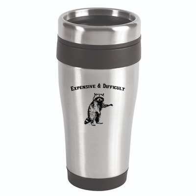 Expensive And Difficult Retro Funny Raccoon 16oz Travel Tumbler