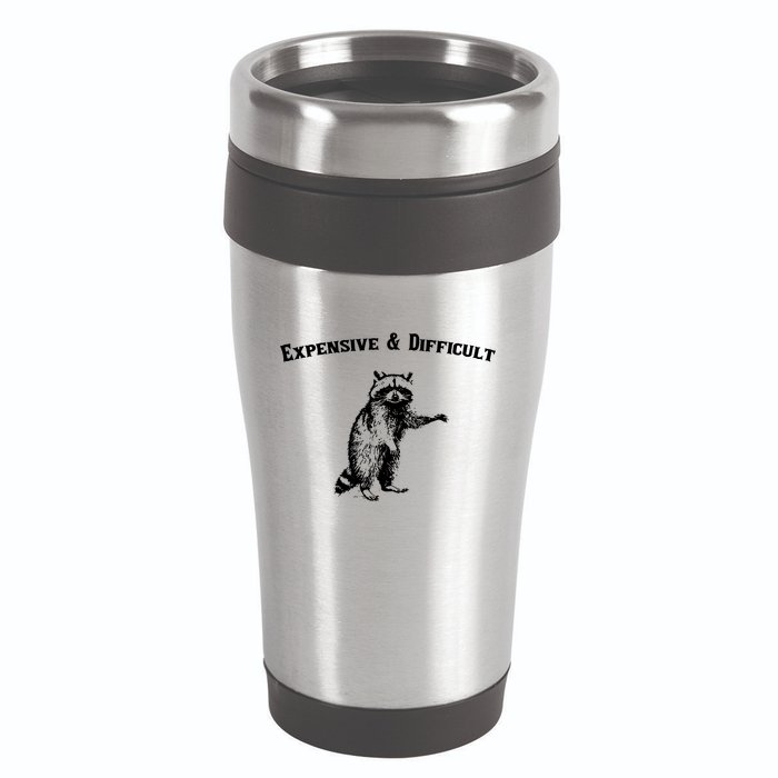 Expensive And Difficult Retro Funny Raccoon 16oz Travel Tumbler