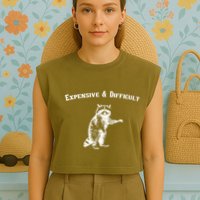 Expensive And Difficult Retro Funny Raccoon Garment-Dyed Women's Muscle Tee