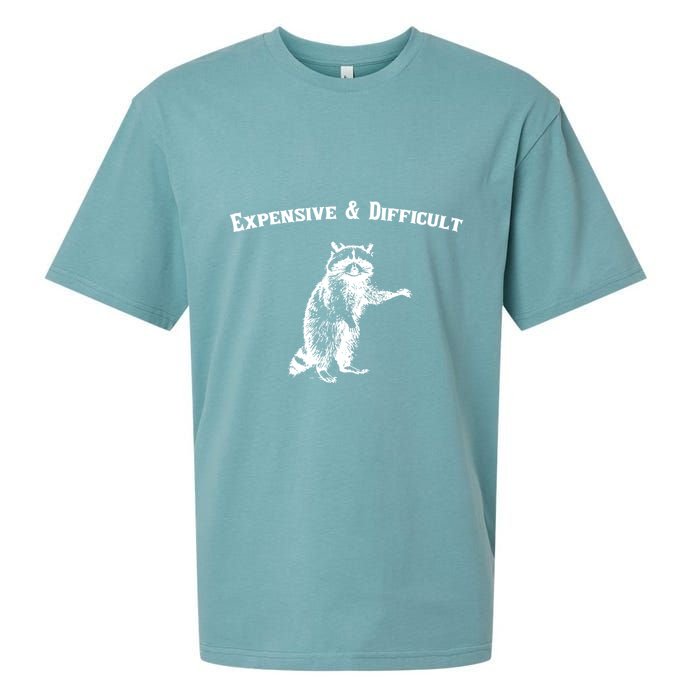 Expensive And Difficult Retro Funny Raccoon Sueded Cloud Jersey T-Shirt