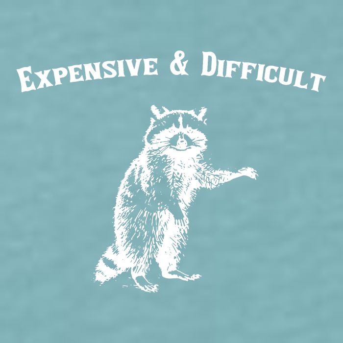 Expensive And Difficult Retro Funny Raccoon Sueded Cloud Jersey T-Shirt