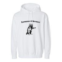 Expensive And Difficult Retro Funny Raccoon Garment-Dyed Fleece Hoodie