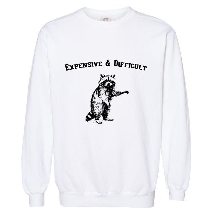 Expensive And Difficult Retro Funny Raccoon Garment-Dyed Sweatshirt