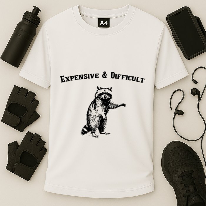 Expensive And Difficult Retro Funny Raccoon Performance Shirt