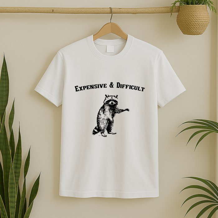 Expensive And Difficult Retro Funny Raccoon T-Shirt