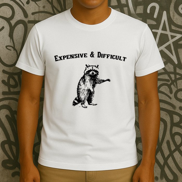 Expensive And Difficult Retro Funny Raccoon T-Shirt