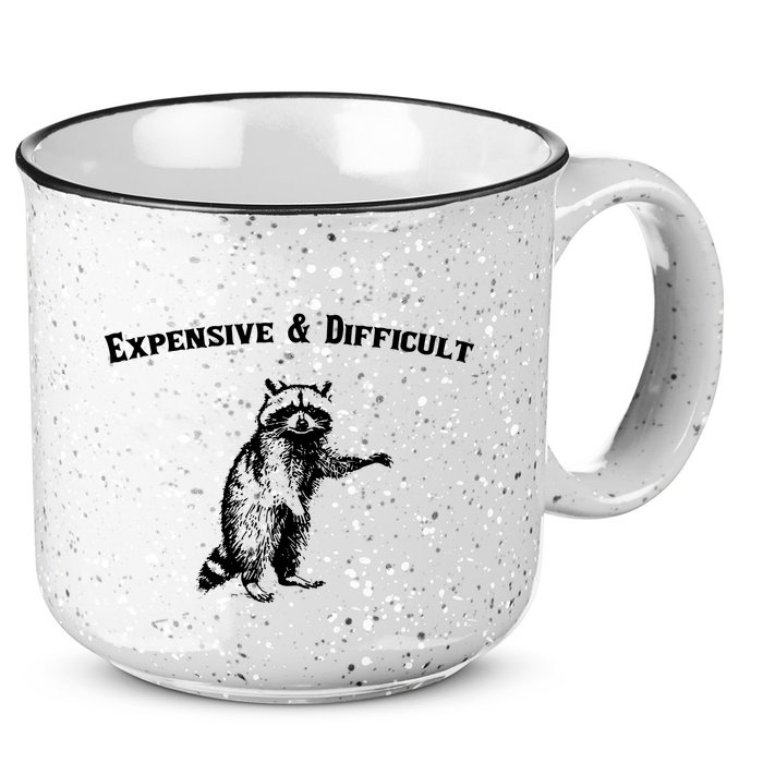 Expensive And Difficult Retro Funny Raccoon 15oz Campfire Ceramic Mug