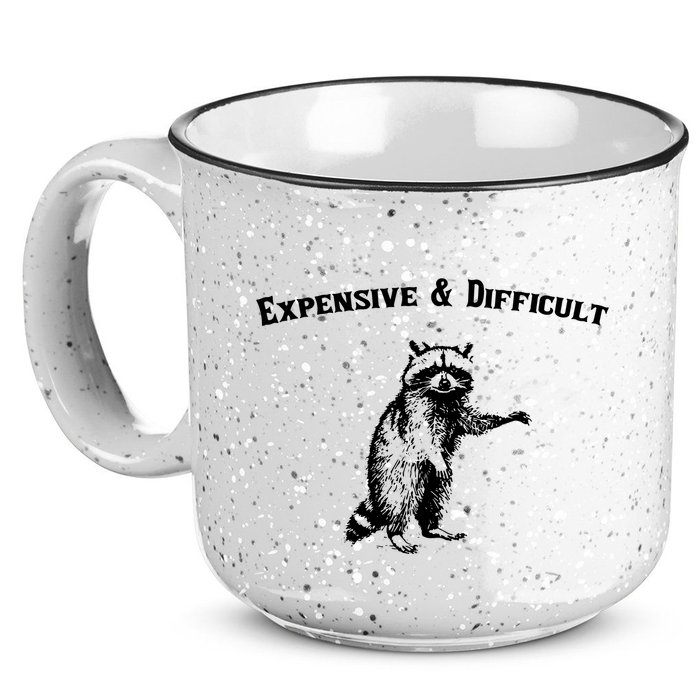 Expensive And Difficult Retro Funny Raccoon 15oz Campfire Ceramic Mug
