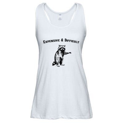 Expensive And Difficult Retro Funny Raccoon Ladies Essential Flowy Tank
