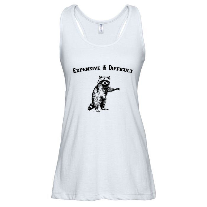 Expensive And Difficult Retro Funny Raccoon Ladies Essential Flowy Tank