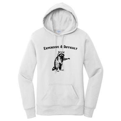 Expensive And Difficult Retro Funny Raccoon Women's Pullover Hoodie