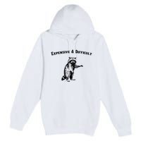 Expensive And Difficult Retro Funny Raccoon Premium Pullover Hoodie